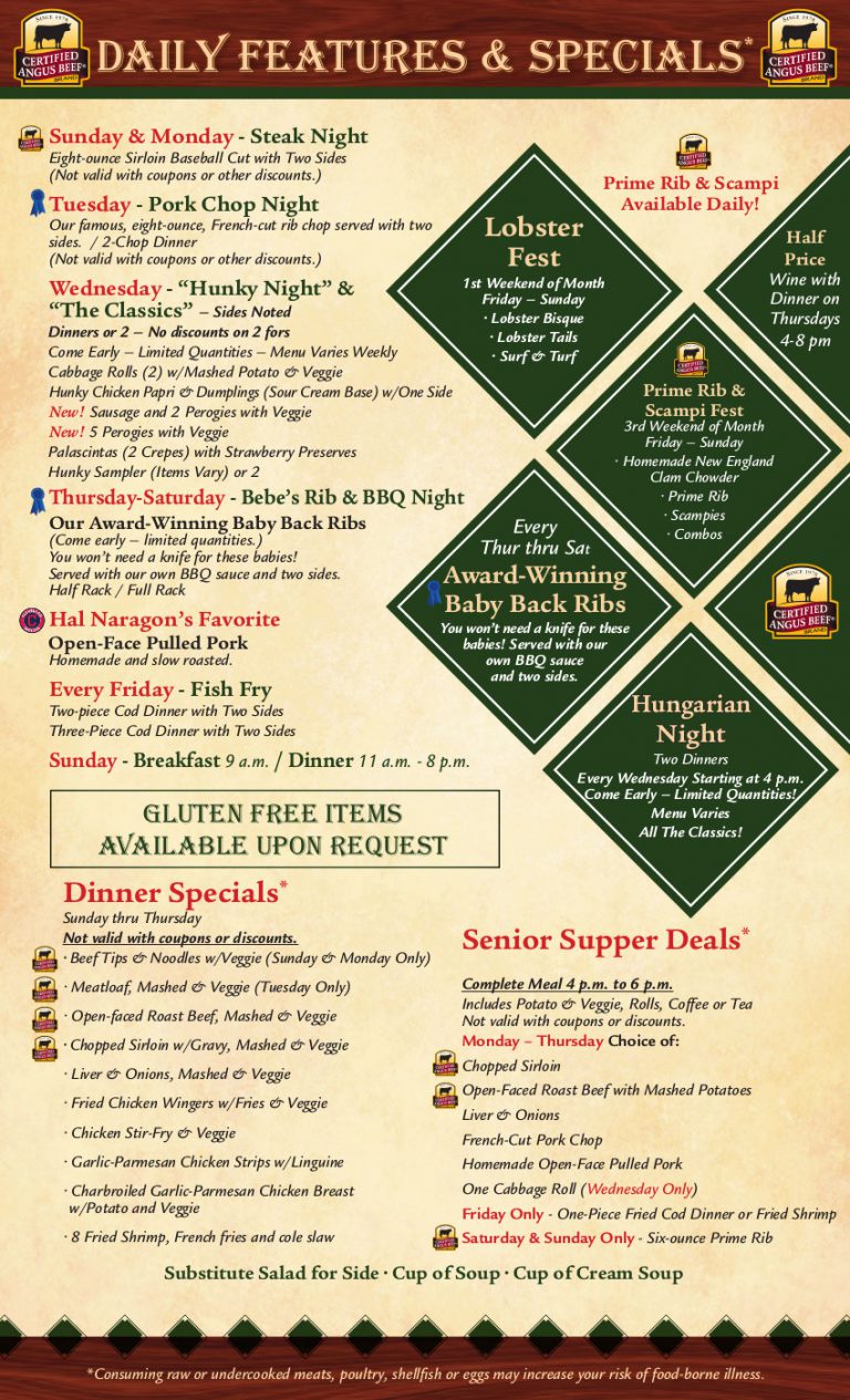 Features & Specials Green Diamond Grille & Pub
